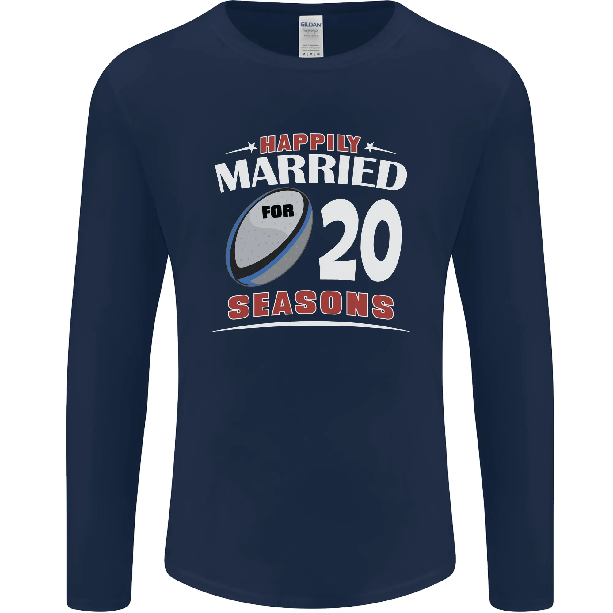 20 Year Wedding Anniversary 20th Rugby Mens Long Sleeve T-Shirt