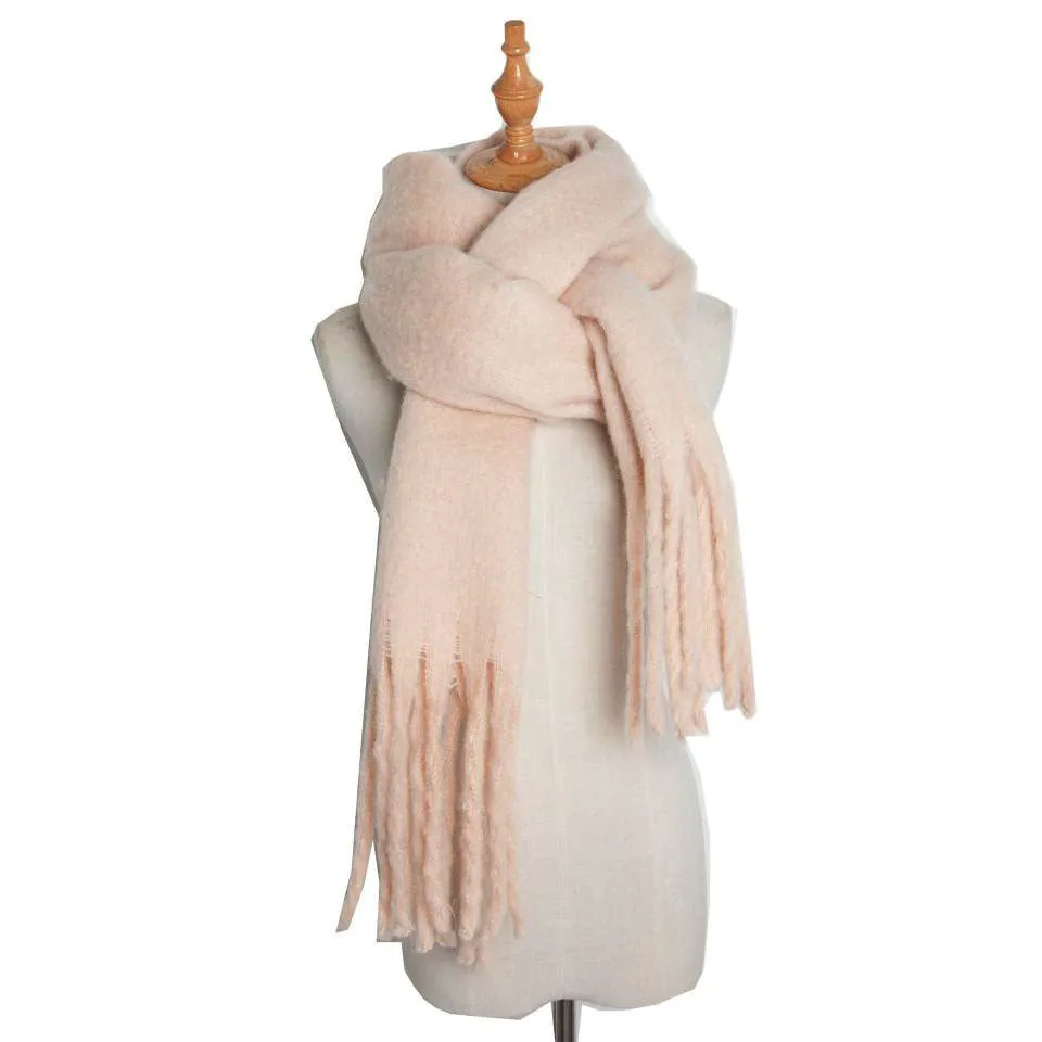 (230x40cm) Ladies Tassel Scarf Winter Fashion Accessory - Beige