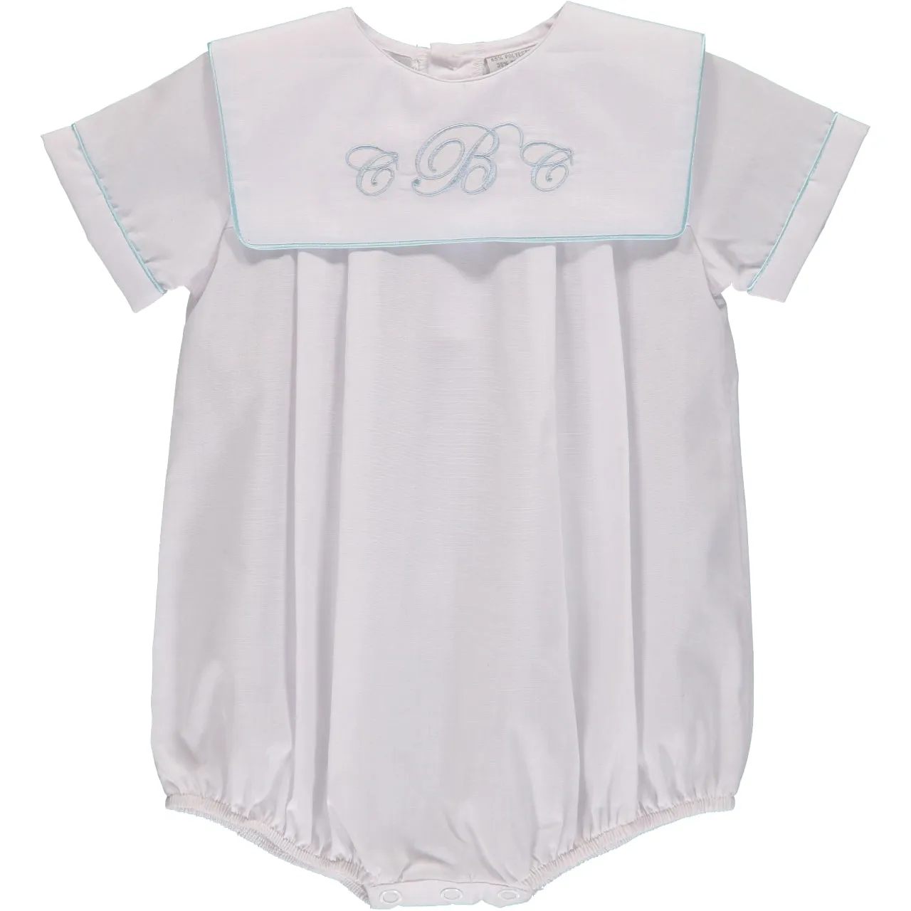 30105-Monogrammable White Baby Boy Bubble Romper
