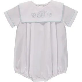 30105-Monogrammable White Baby Boy Bubble Romper