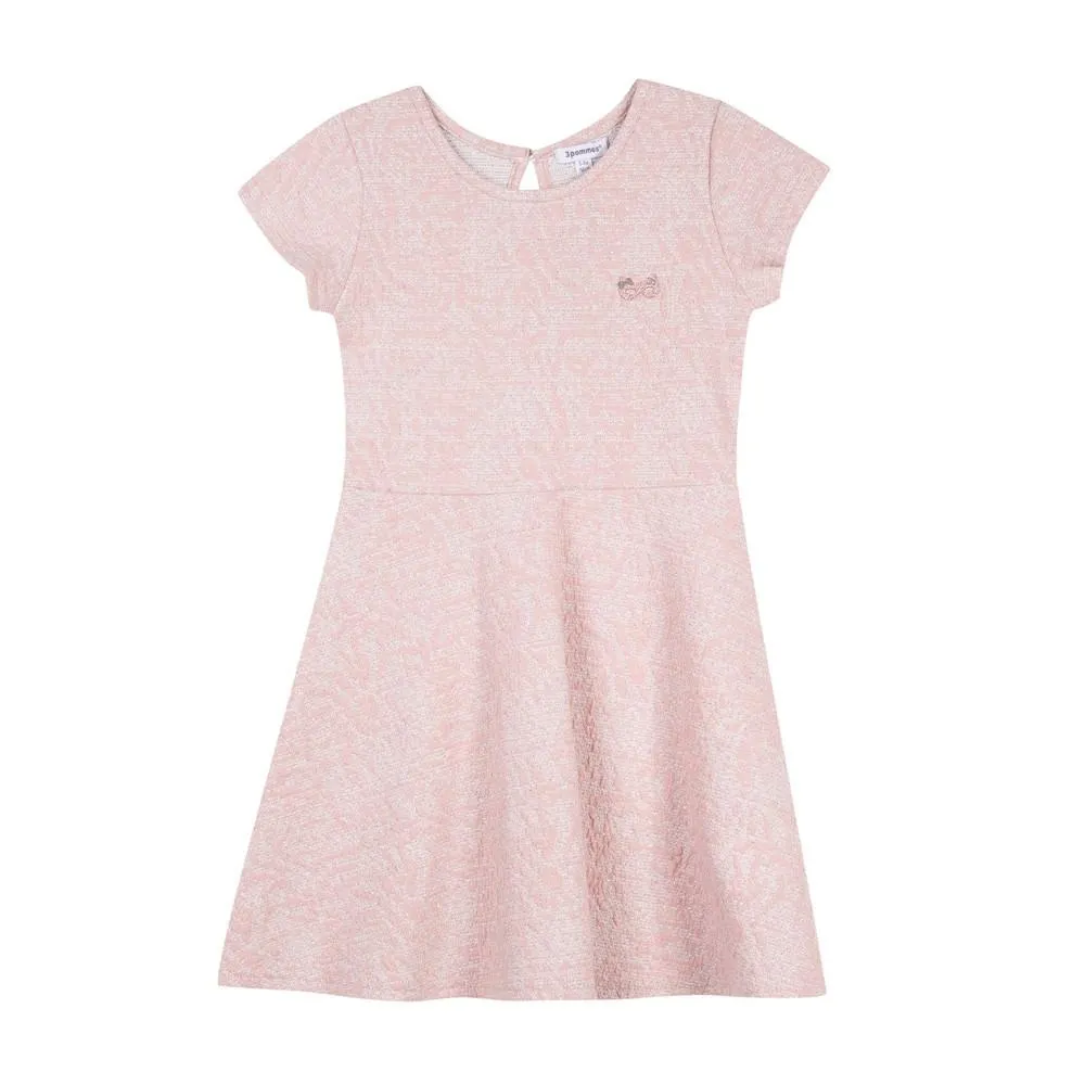 3Pommes Girls Rose Sparkle Short Sleeve Dress