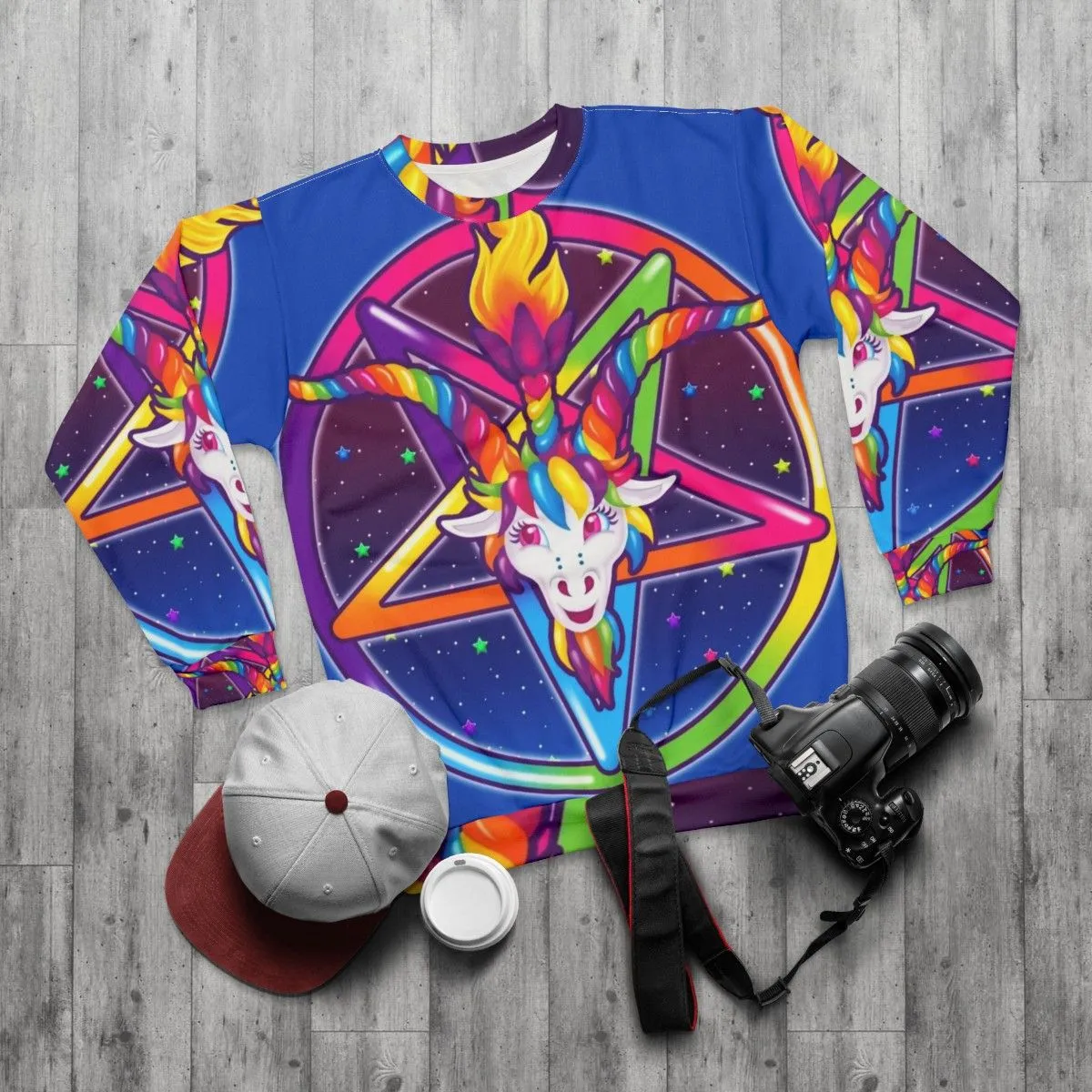 90s Neon Retro Baphomet Sweatshirt