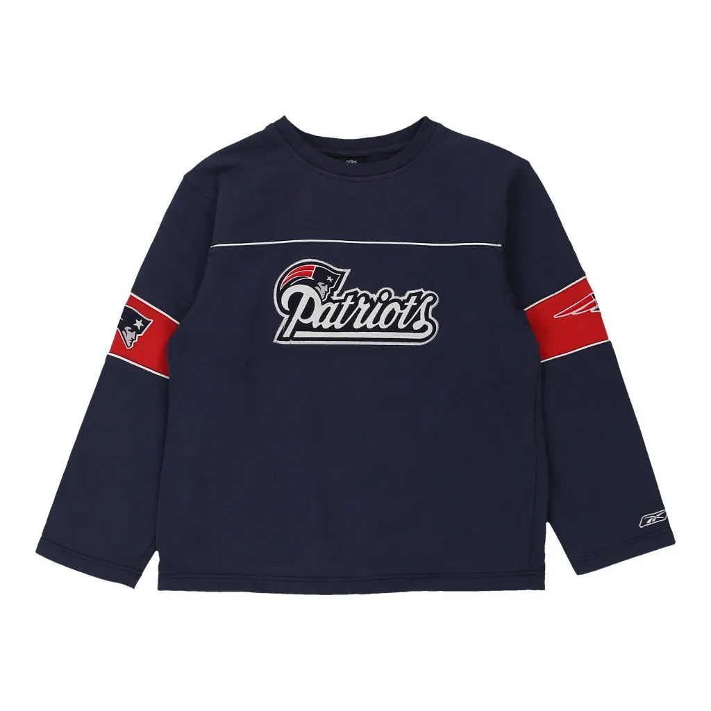 Age 12-14New England Patriots Reebok NFL Long Sleeve T-Shirt - Medium Navy Cotton