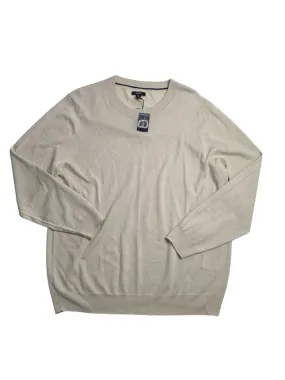 Alfani Mens Long Sleeve Crewneck Merino Sweater Brown Rice Beige XL