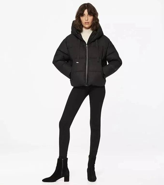 Andrew Marc Women's Juno Oversized Fit Down Alternative Puffer Jacket with Attached Hood
