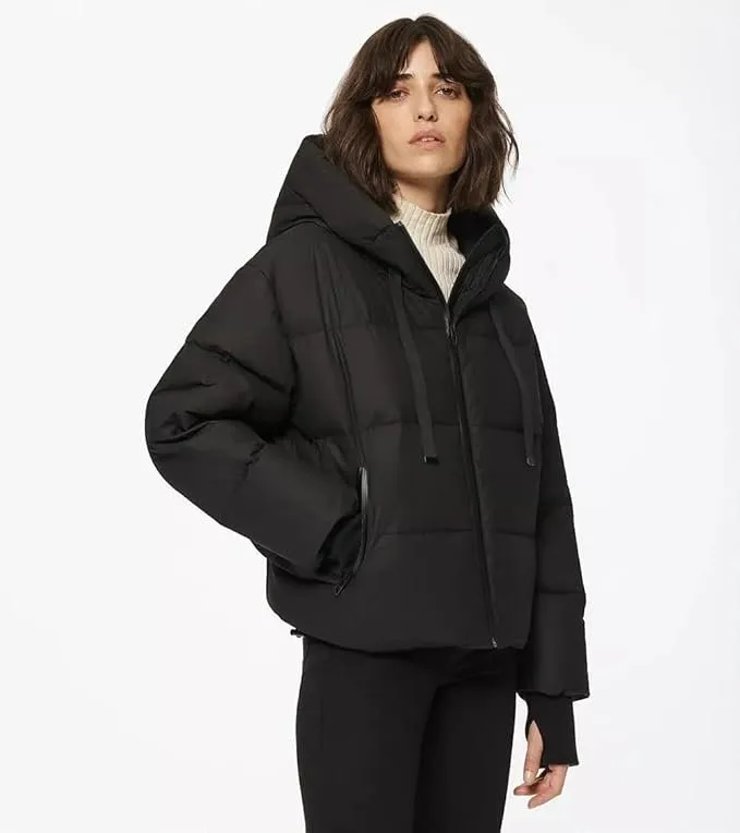 Andrew Marc Women's Juno Oversized Fit Down Alternative Puffer Jacket with Attached Hood