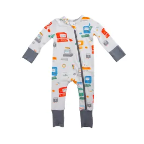 Angel Dear Baby Computer Grey 2 Way Zipper Romper