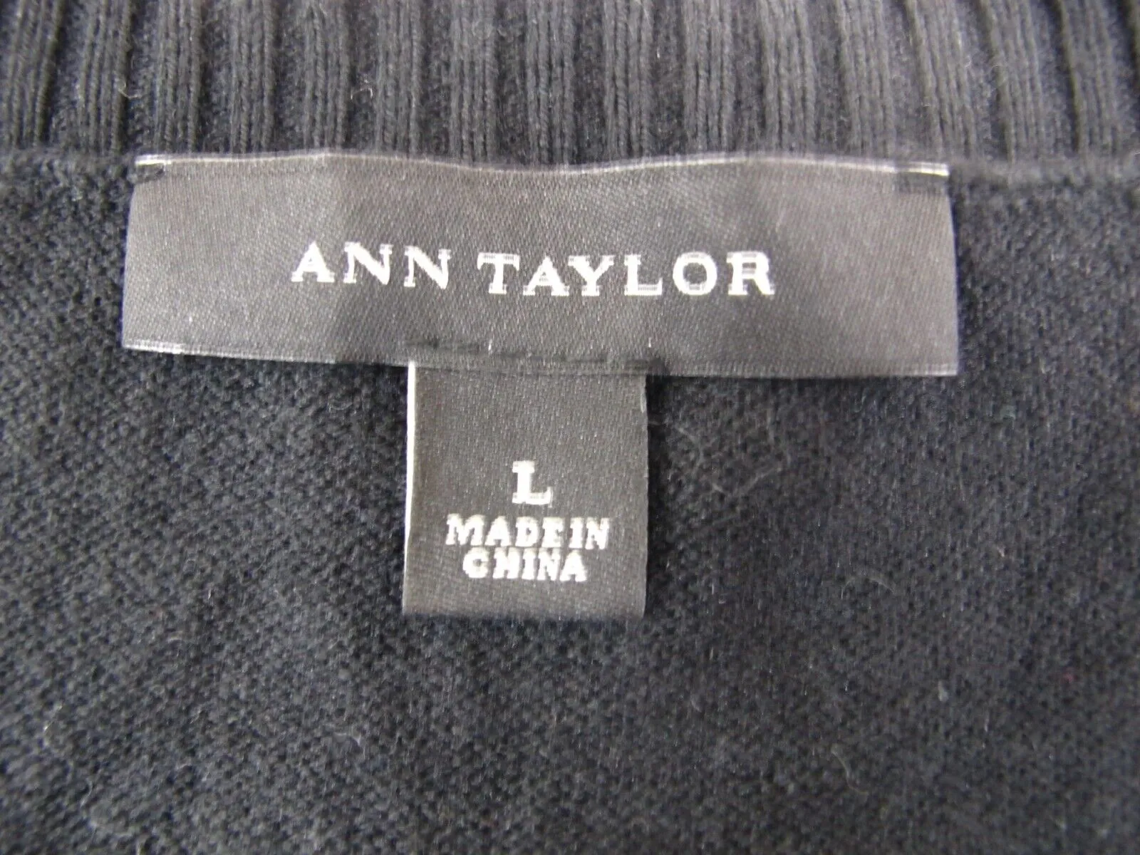 ANN Taylor Womens Pullover Sweater Dress Round Neck Long Sleeves Black SZ Large
