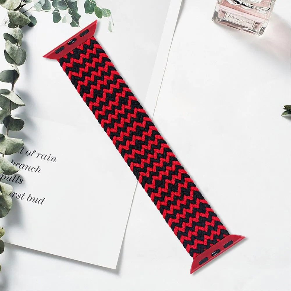 Apple Watch (45mm) elastic watch strap - Black / Red / Size: L