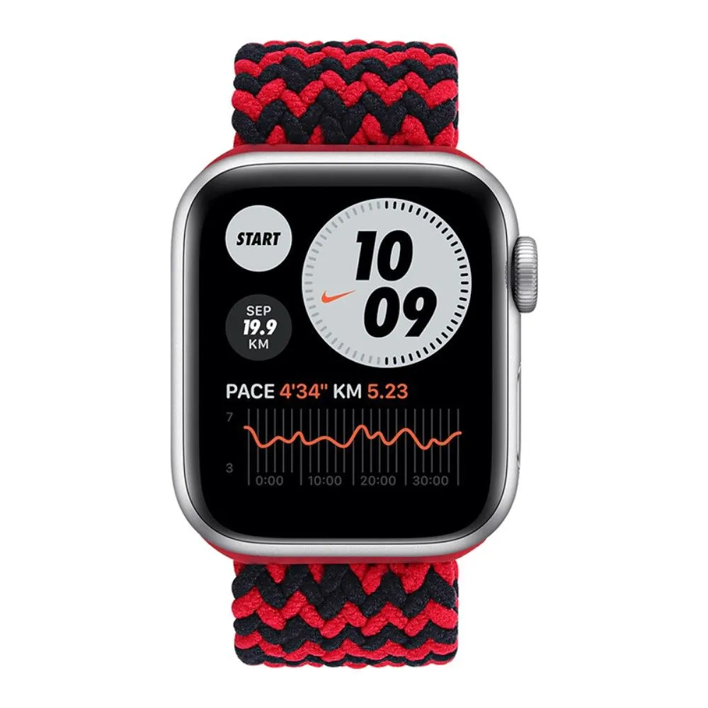Apple Watch (45mm) elastic watch strap - Black / Red / Size: L