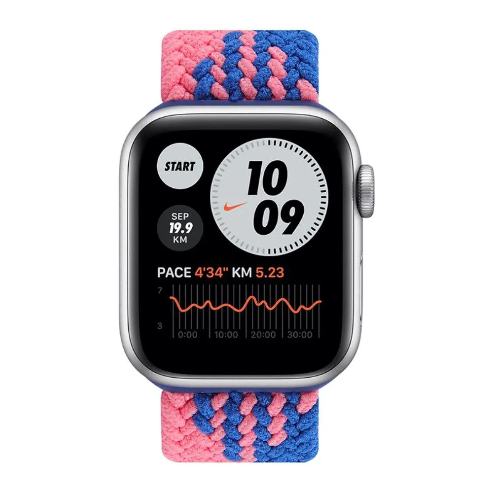 Apple Watch (45mm) elastic watch strap - Blue / Pink Splicing / Size: L