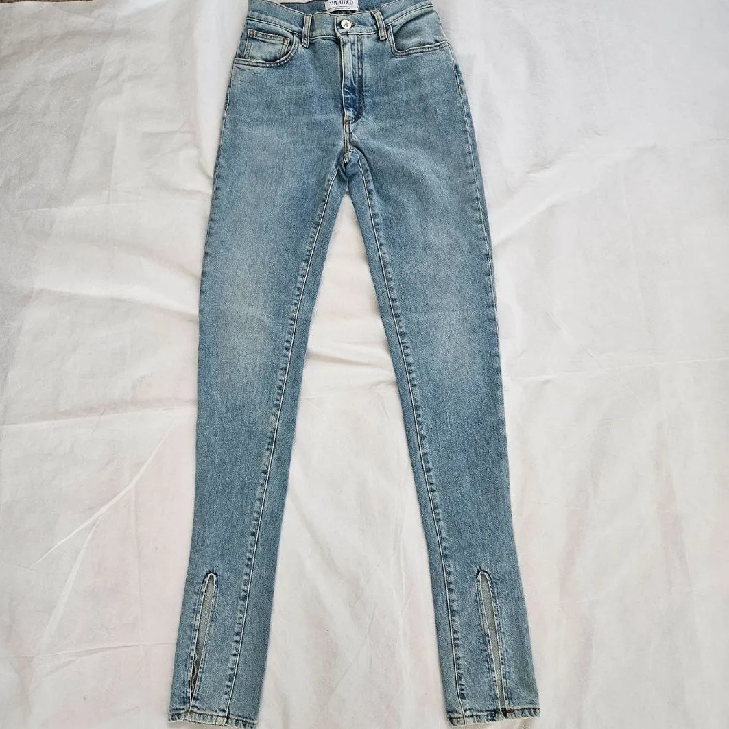 Attico blue denim jeans with slit