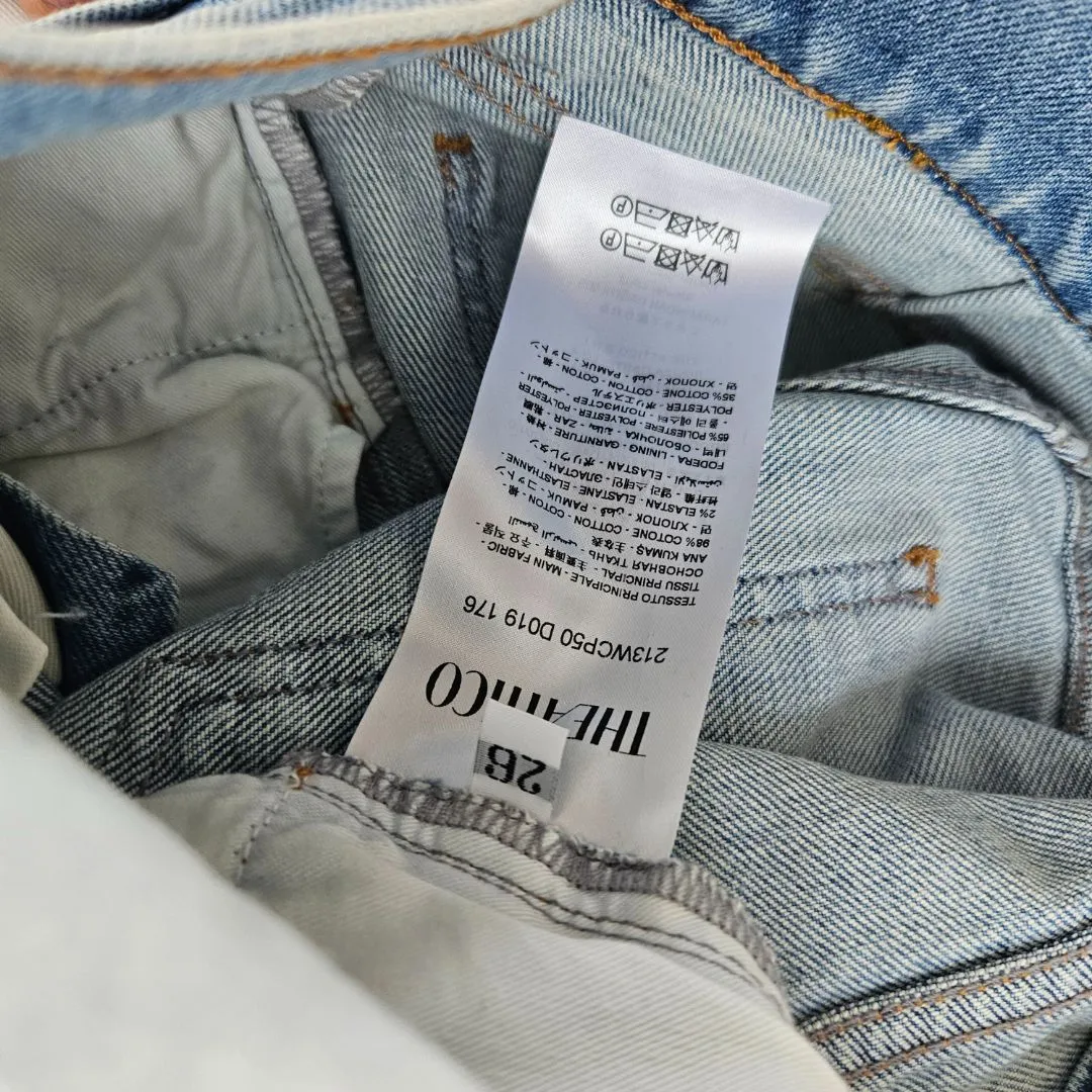 Attico blue denim jeans with slit