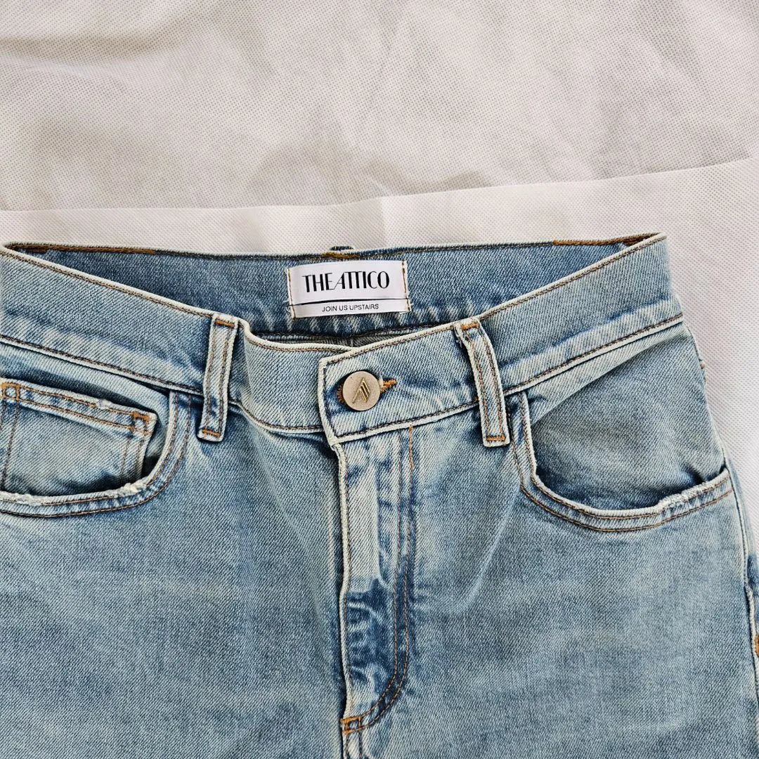 Attico blue denim jeans with slit