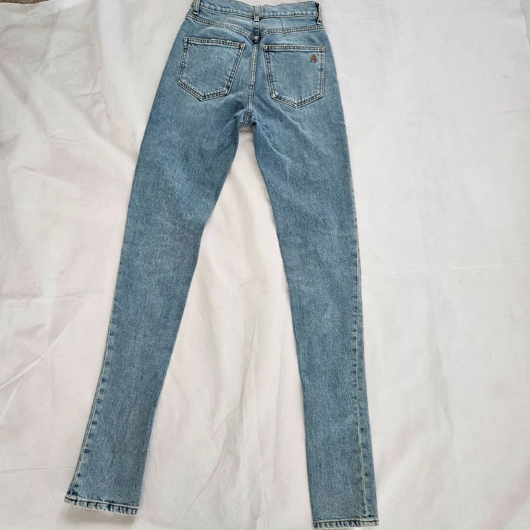 Attico blue denim jeans with slit
