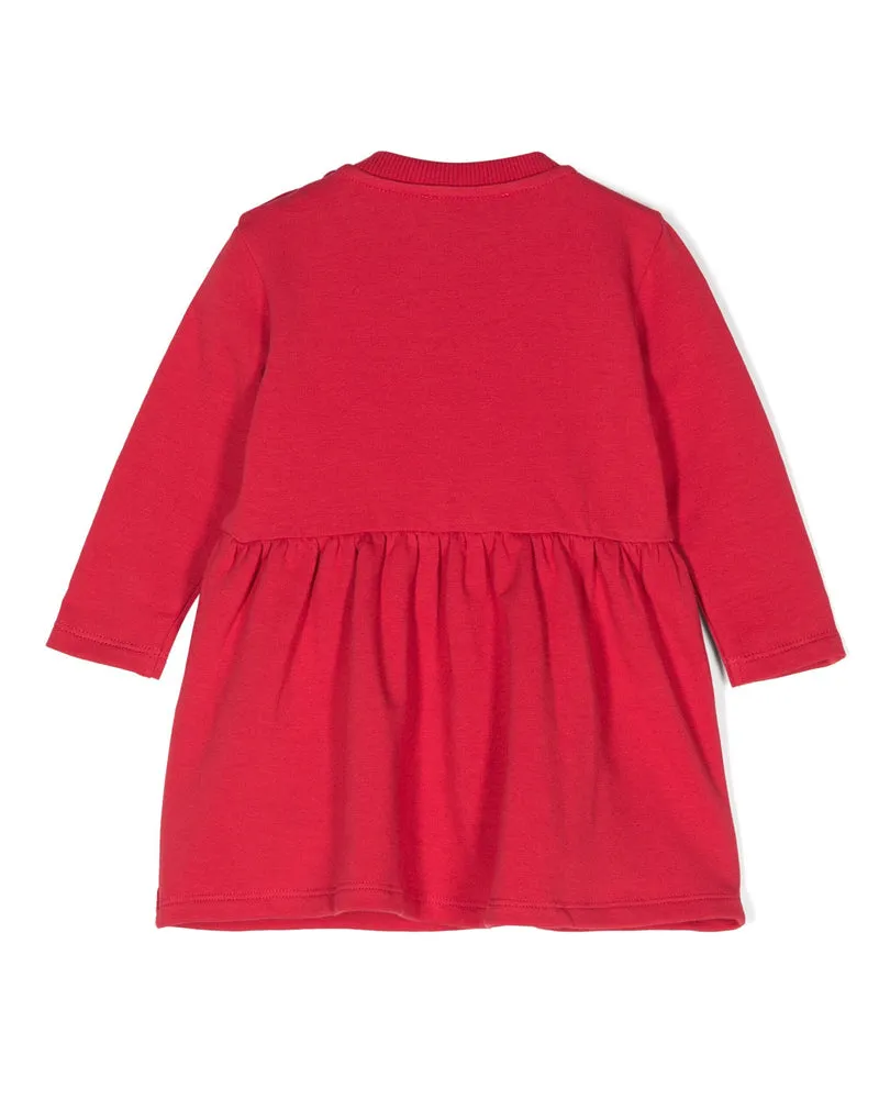 Baby Girls Red Teddy Embroidery Sweatshirt Dress