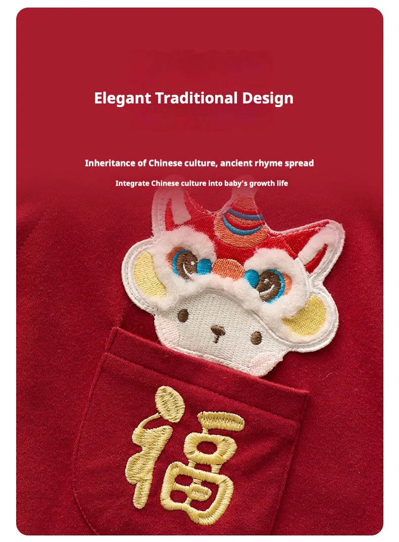 Baby Spring Festival Red Long-sleeve Bodysuit