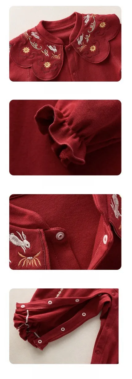 Baby Spring Festival Red Long-sleeve Bodysuit