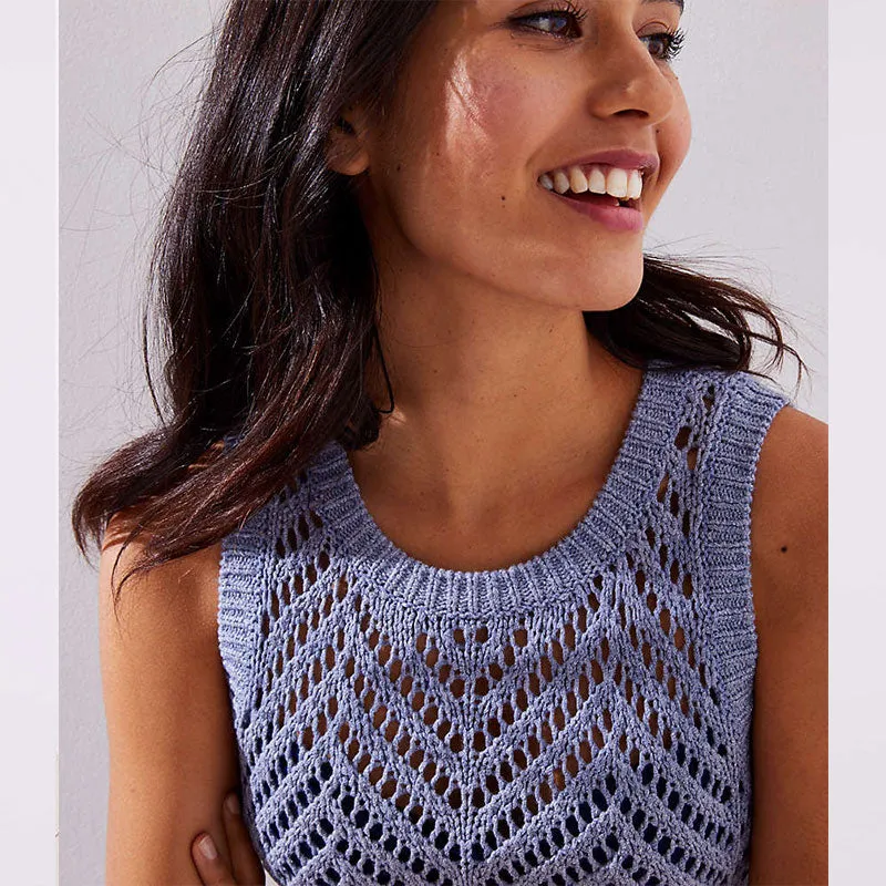 Beach Fringe Crochet Tunic Sweater #Sleeveless #Round Neck