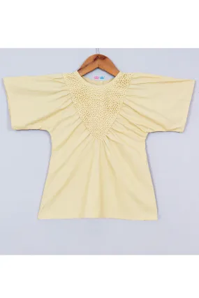 Beige Baggy Sleeves Cotton Dress