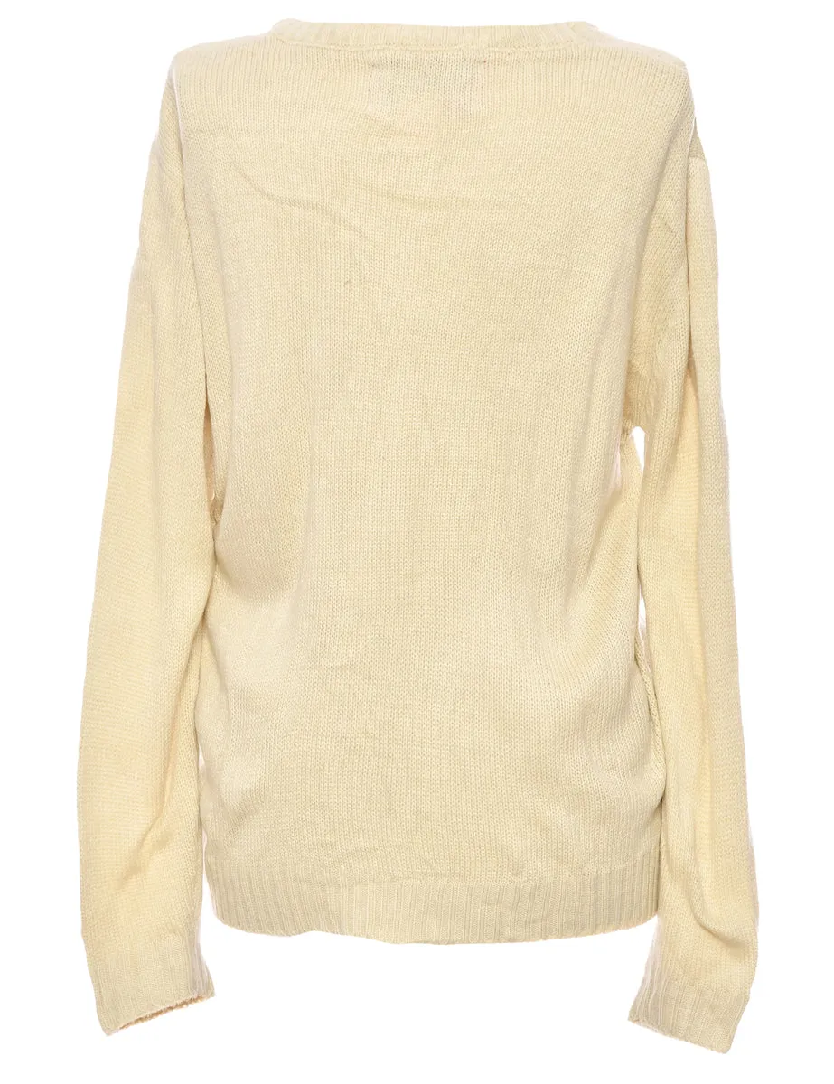 Beige Llama Christmas Jumper - XL