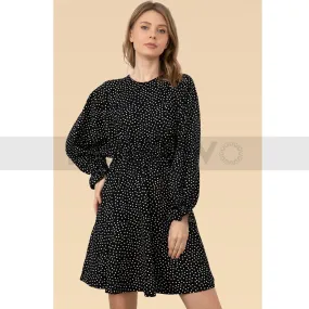 Black Dotted Short Dress