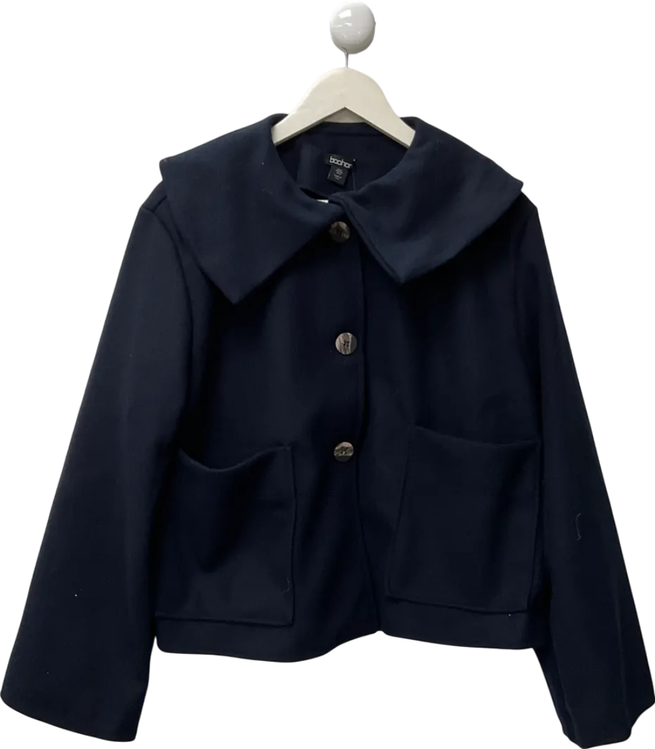 boohoo Blue Cropped Wool Look Jacket UK 12