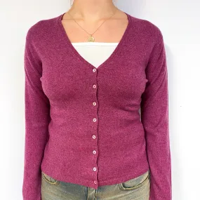 Brora Heather Purple Cashmere V-Neck Cardigan Small