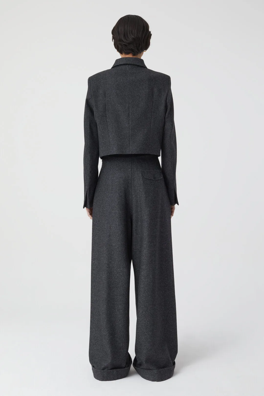 CLOSED WOMENS CROPPED BLAZER - CHARCOAL
