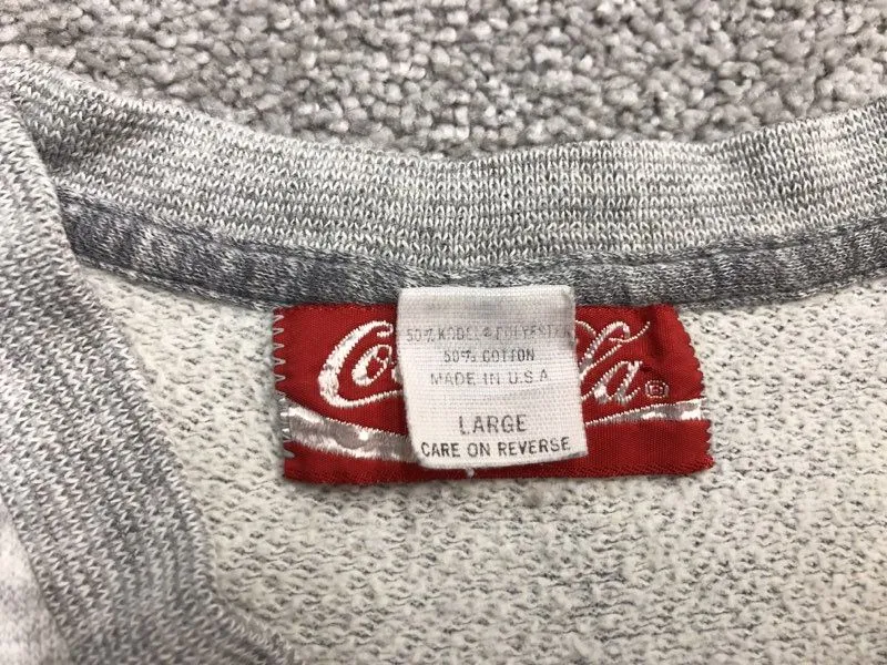 Coca Cola Sweater Dress Womens Gray Large Pullover Sweatshirt V Neck Cotton