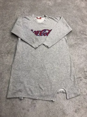 Coca Cola Sweater Dress Womens Gray Large Pullover Sweatshirt V Neck Cotton