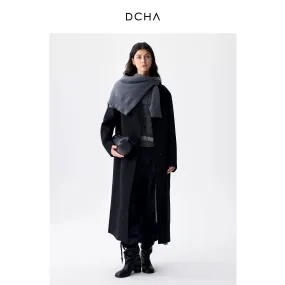 Collarless Long Wool Coat