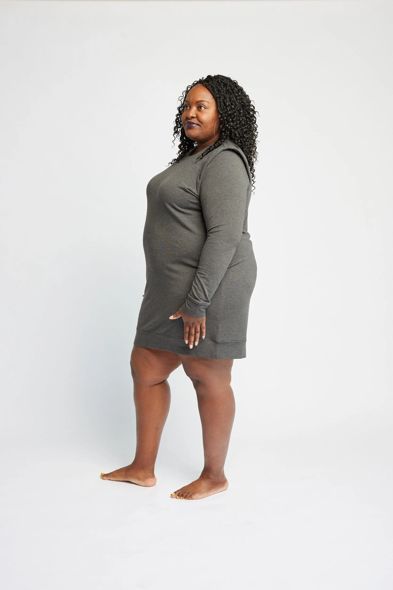 Crew Sweater Dress in Charcoal