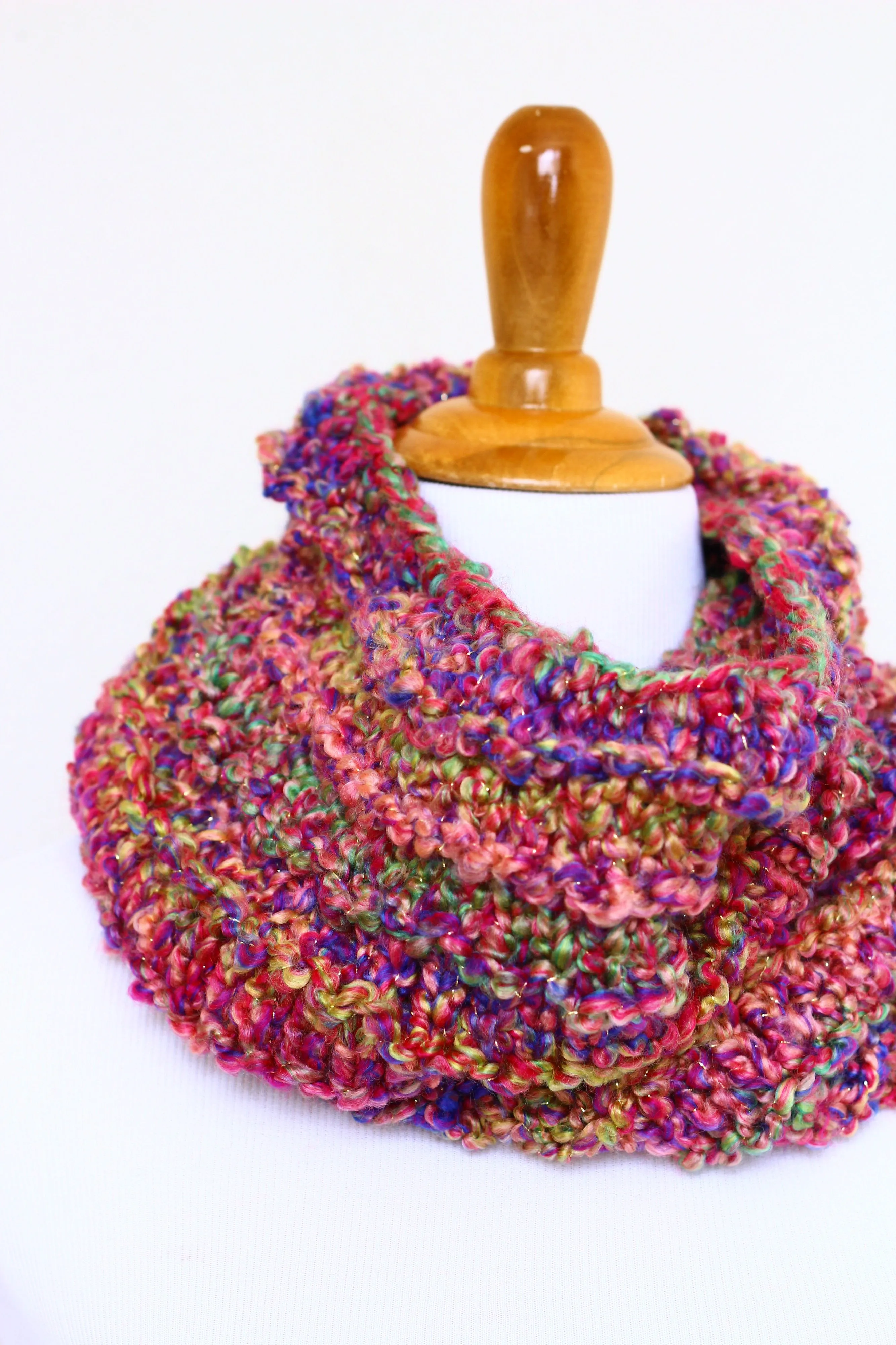 Crochet cowl in brown and grey colors, chunky infinity scarf - 4 colorways available