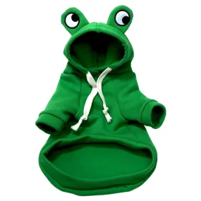 Cute Green Frog Dog Sweater - Hooded Pet Costume for All Seasons