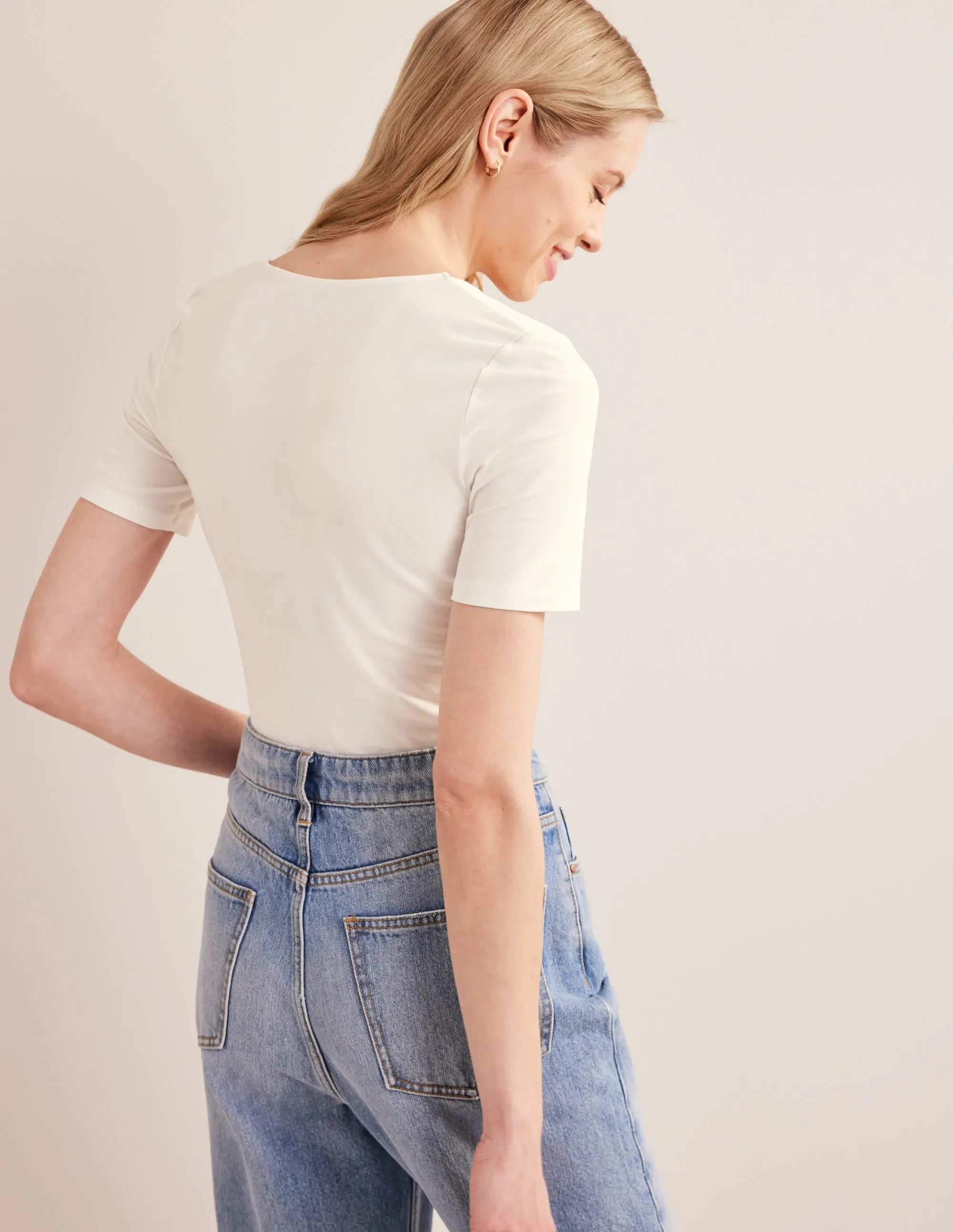 Double Layer Short Sleeve Top-Ivory