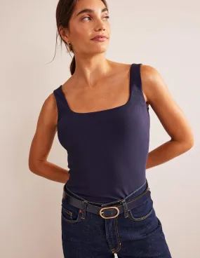 Double Layer Square Neck Vest-Navy