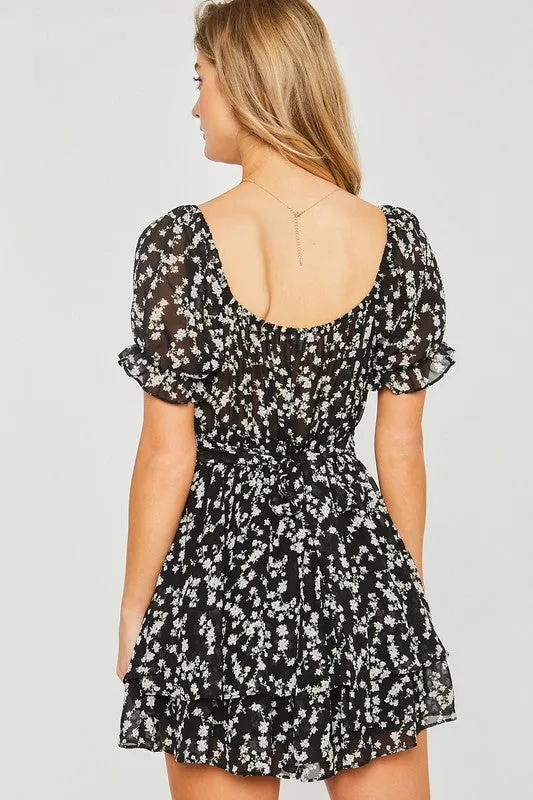 Emily Floral Romper (Black)