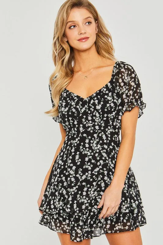 Emily Floral Romper (Black)