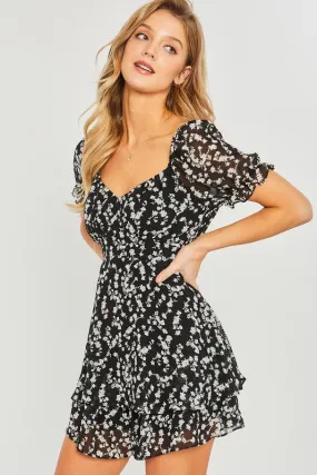 Emily Floral Romper (Black)