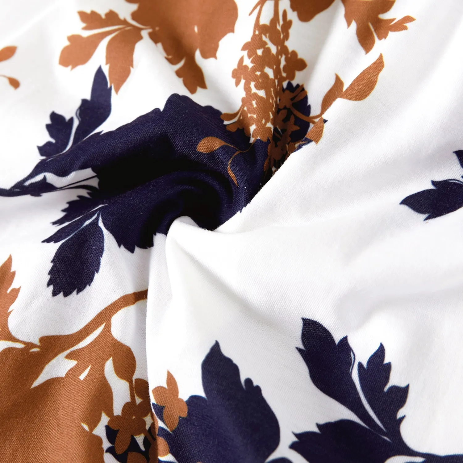 Family Matching Allover Floral Print Ruffled Knot Side Wrap Dresses and Stripe Panel Short-sleeve T-shirts Sets