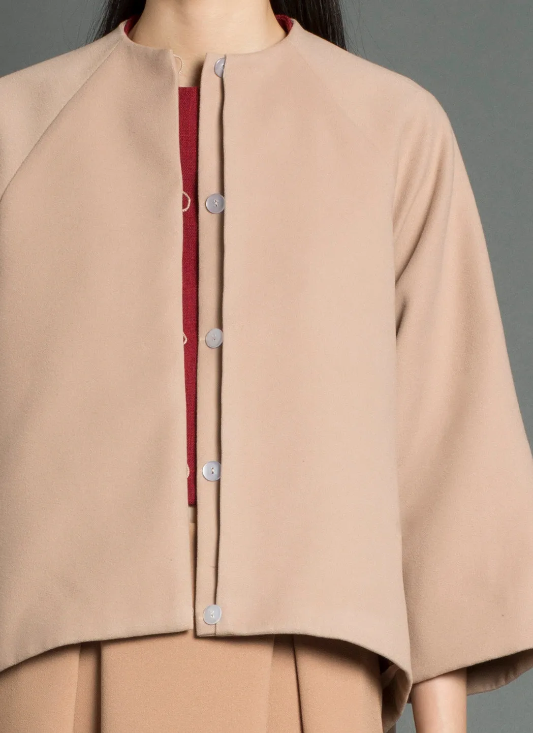 Firefly Cropped Raglan Coat - Sand