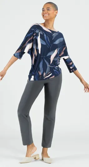 Half & Half Sleeve Top - Moonlit Palm Leaf  T131P2