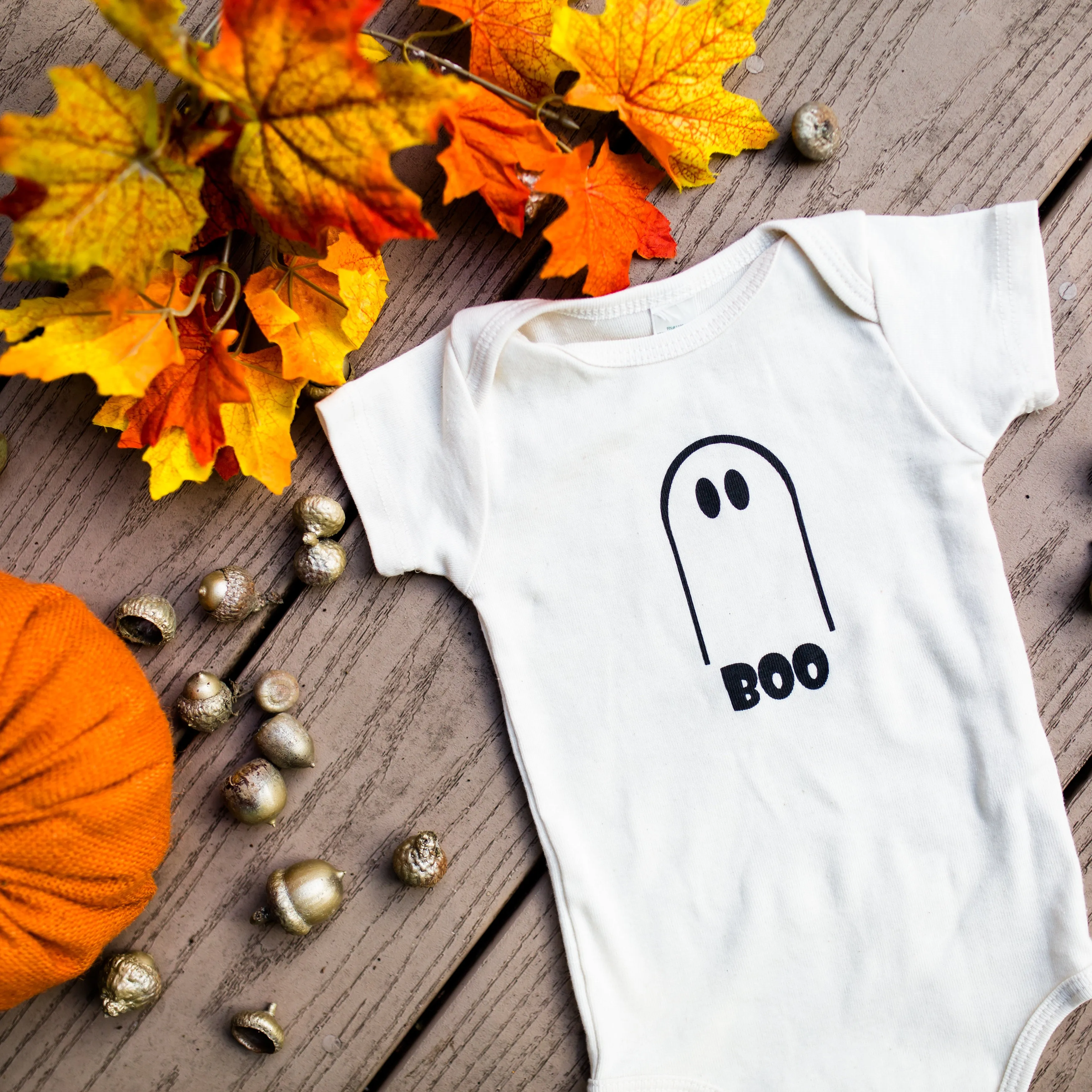 Halloween Short Sleeve Romper 2-Piece Gift Set, Love and Boo