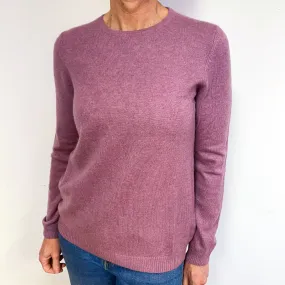 Heather Pink Cashmere Crew Neck Jumper Medium