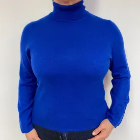 Indigo Blue Cashmere Polo Neck Jumper Large