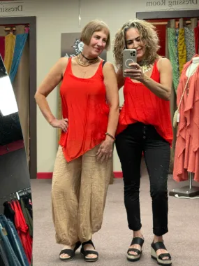 Italian silky spaghetti straps top. 6436