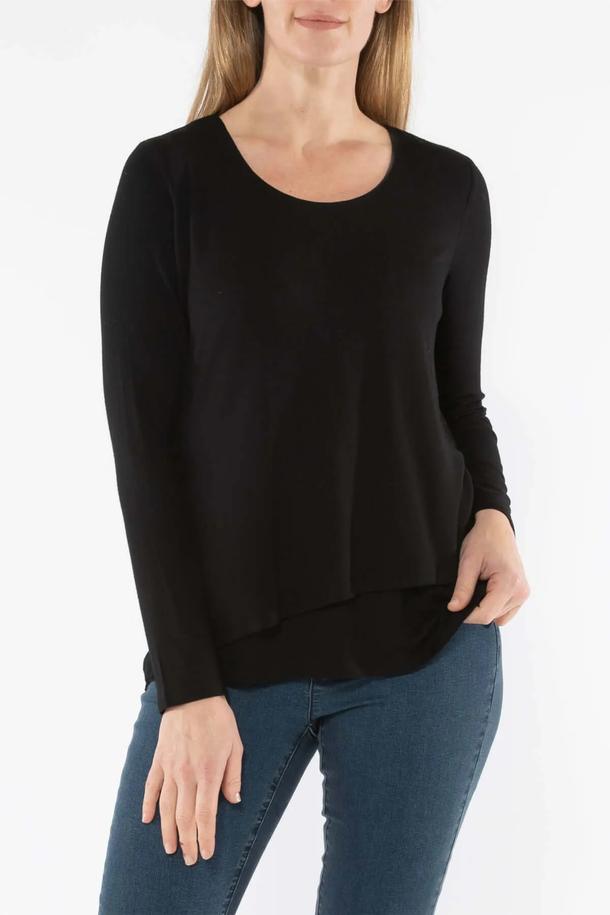 Jump Double Layer Tee in Black