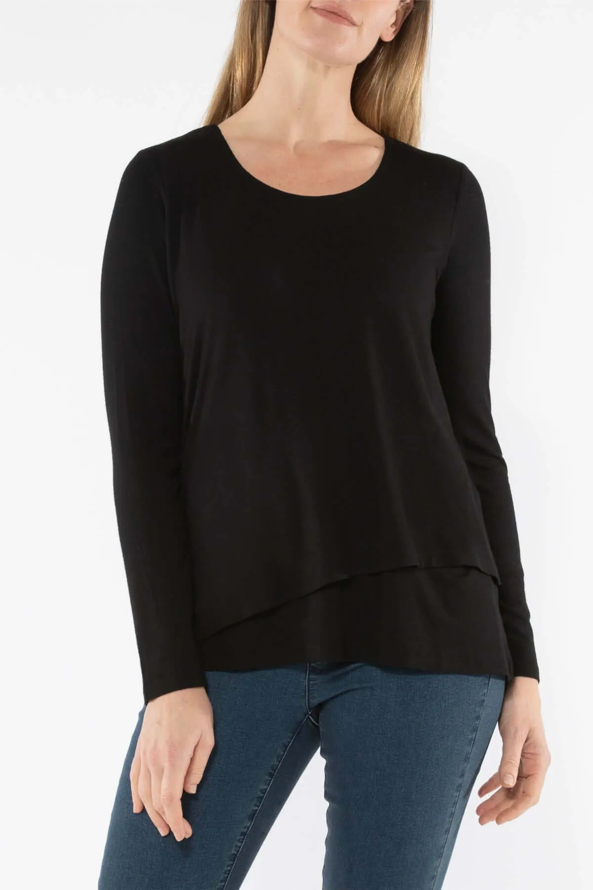 Jump Double Layer Tee in Black