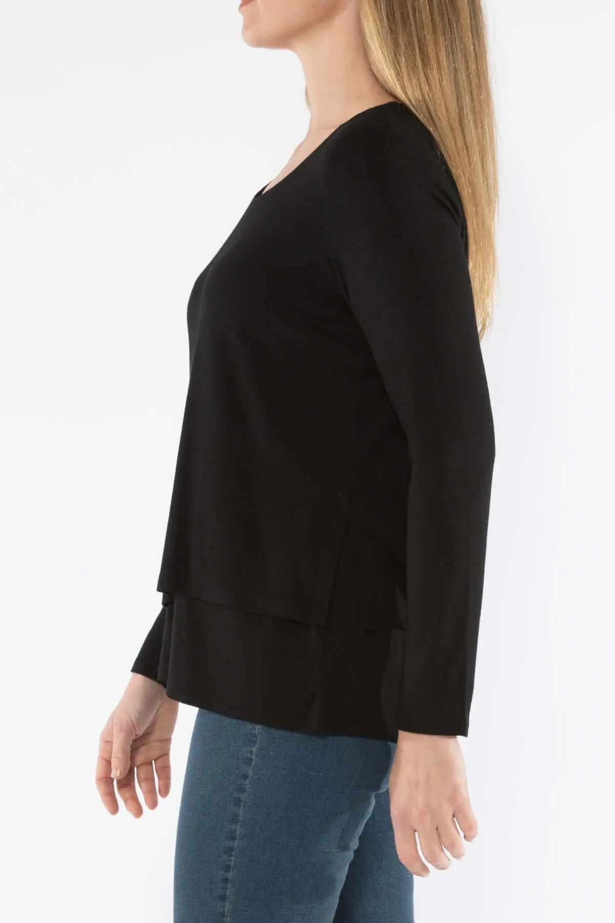 Jump Double Layer Tee in Black